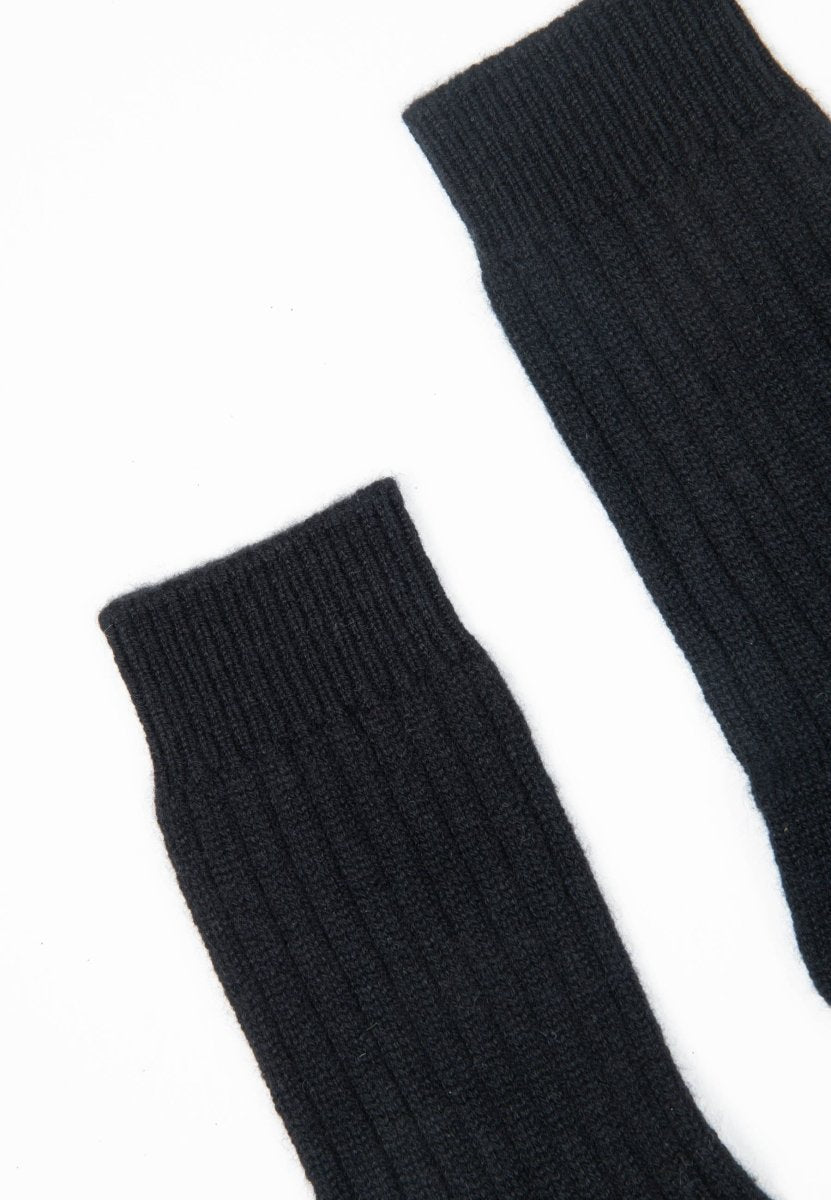 Chaussettes cachemire 4 fils noir - UNI 13