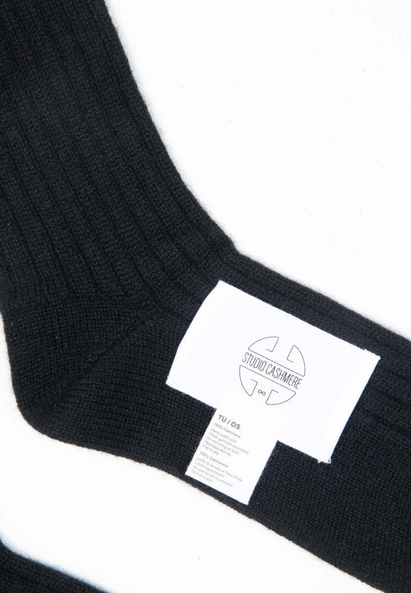Chaussettes cachemire 4 fils noir - UNI 13