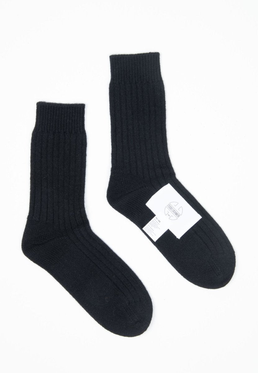 Chaussettes cachemire 4 fils noir - UNI 13